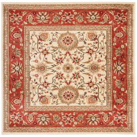 Safavieh 3 x 3 ft. Lyndhurst 212R Power Loomed Square Area Rug Ivory & Rust LNH212R-3SQ